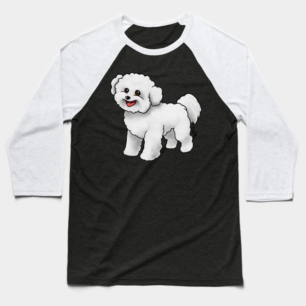 Dog - Bichon Frise - White Baseball T-Shirt by Jen's Dogs Custom Gifts and Designs